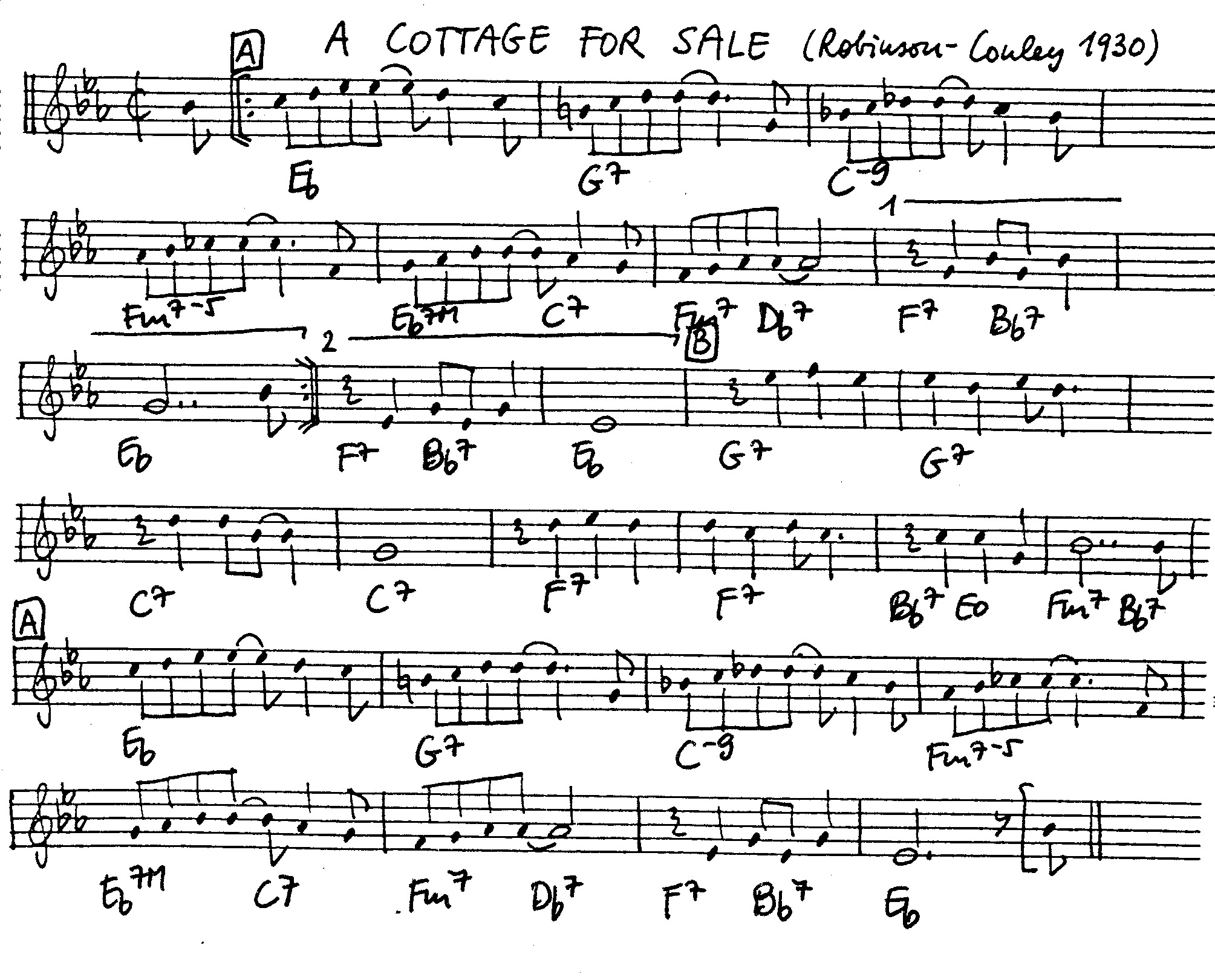 a cottage for sale leadsheet – book us for your next 20s or gatsby event